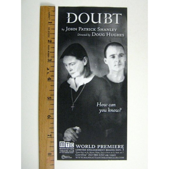Doubt Flyer ONLY 2005 Manhattan Theatre Club World Premiere John Patrick Shanley - Picture 1 of 1